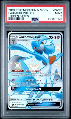 2019 Pokemon Sun & Moon Hidden Fates: Gardevoir GX #SV75, Full Art, PSA 9 Mint! - Image 1
