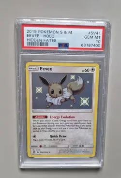 Eevee PSA 10 Sun & Moon Hidden Fates Holo SV41 GEM MINT Pokemon TCG - Image 1