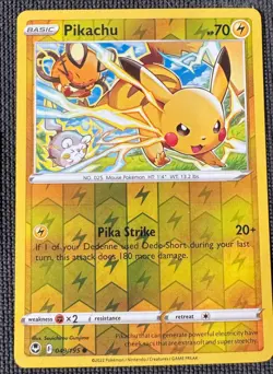 PIKACHU 049/195 COMMON SILVER TEMPEST POKEMON REVERSE HOLO NM - Image 1