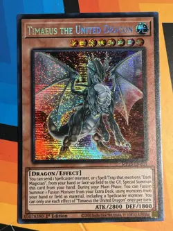 TIMAEUS THE UNITED DRAGON 1ST EDITION PRISMATIC RARE MP23-EN003 YUGIOH! NM - Image 1