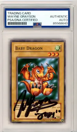 PSA Signed Wayne Grayson Yu-Gi-Oh! Baby Dragon MRD-061 Metal Raiders Unlimited - Image 1