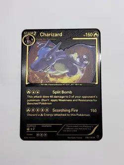 New Shiny Charizard 136/135 Plasma Storm Black Metal High Quality Fan Art Card - Image 1
