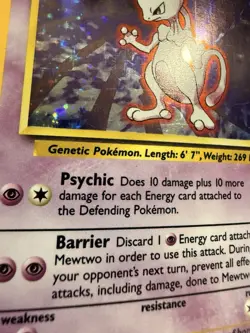 Mewtwo Base Set Unlimited Holo Rare 10/102 Extremely Clean Holo Pokemon TCG - Image 2