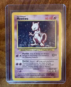 Pokemon TCG Mewtwo 10/102 Base Set Unlimited Holo Rare MP - Image 1