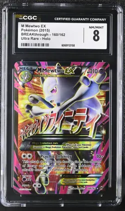 CGC 8 M Mewtwo EX 2015 BREAKthrough 160/162 Ultra Rare Holo Pokemon Card - Image 1