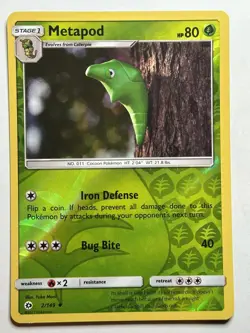 Metapod SM Base Set 2/149Yuka Morii LP-LP Pokemon Card Rev Holo - Image 1