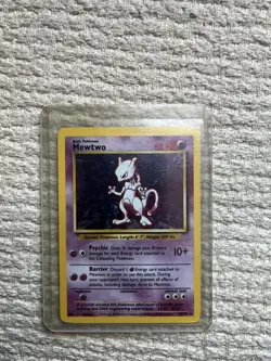 MEWTWO 10/102 - Holo RARE - VINTAGE WOTC POKEMON CARD - BASE SET - MP - Image 1