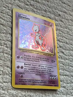 MEWTWO 10/102 - Holo RARE - VINTAGE WOTC POKEMON CARD - BASE SET - MP - Image 3