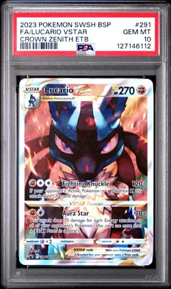 Lucario Vstar 291/159 Crown Zenith Elite Trainer Box Pokemon PSA 10 - Image 1