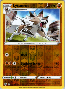 Lycanroc 030/073 -Reverse Holo- Pokemon Champions Path -NM/LP- - Image 1