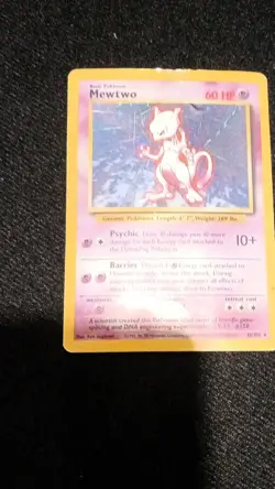 pokemon tcg mewtwo base set 10/102 holo rare 60hp basic english card - Image 1