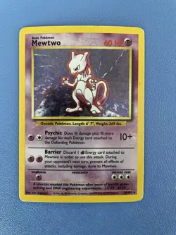 Mewtwo 10/102 Base Set Holo Rare Pokemon Card - Moderately Played - Image 1