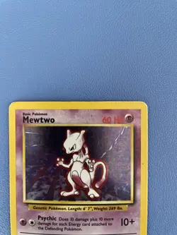 Mewtwo 10/102 Base Set Holo Rare Pokemon Card - Moderately Played - Image 3