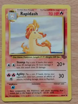 Pokemon TCG Trading Card Game Rapidash Jungle 44/64 Regular 1999 - Image 1