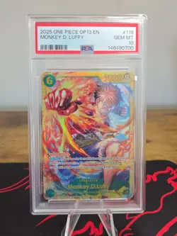 One Piece Monkey D. Luffy Card Game OP13-118 Carrying On His Will PSA 10 - Image 1