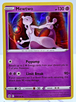 Pokemon TCG - Mewtwo 059/159 - Crown Zenith Holo Card Rare - NEAR MINT - Image 1