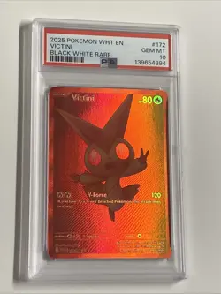PSA 10 GEM MINT 2025 POKEMON WHT EN-WHITE FLARE BLACK WHITE RARE #172 VICTINI - Image 1