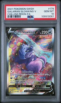 2021 POKEMON SWORD & SHIELD CHILLING REIGN FULL ART/GALARIAN SLOWKING V PSA 10 - Image 1