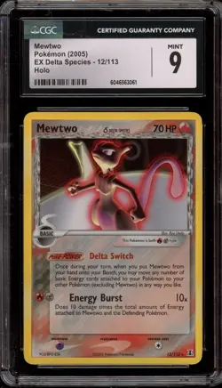 Pokemon Mewtwo EX Delta Species Holo Rare #12 CGC 9 Mint - Image 1