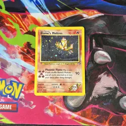 Pokemon TCG Blaine's Moltres Gym Heroes Holo Card 1/132 Unlimited With Swirl - Image 1