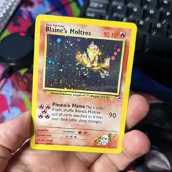 Pokemon TCG Blaine's Moltres Gym Heroes Holo Card 1/132 Unlimited With Swirl - Image 3