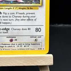 Chansey 3/102 Base Set Holo Rare Pokemon Card 1999 WOTC TCG Vintage Pokemon - Image 4