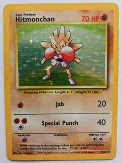 Hitmonchan Pokemon Card Holo WOTC 7/102 Base Set Rare Vintage 1999 Original MP - Image 1