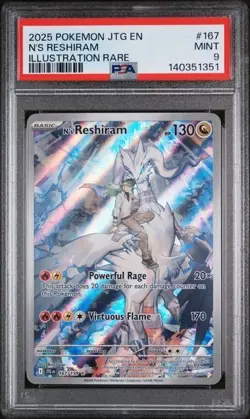Pokemon TCG N's Reshiram 167/159 Sv09: Journey Together Illustration Rare PSA 9 - Image 1