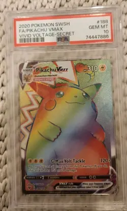 2020 Pokemon SWSH Vivid Voltage Pikachu VMAX #188/185 PSA 10 - Image 1