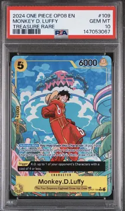 Monkey D. Luffy OP07-109 PSA 10 Treasure Rare One Piece OP08 Two Legends - Image 1