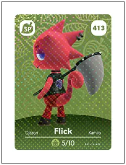 413 Flick, Animal Crossing Amiibo Card - Series 5, Authentic, NM - Image 1