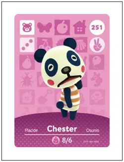 251 Chester, Animal Crossing Amiibo Card - Series 3, Authentic, NM - Image 1