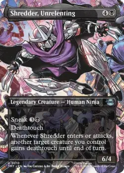 ~ Shredder, Unrelenting (Borderless) ~ NM ~ Teenage Mutant Ninja Turtles ~ MTG ~ - Image 1