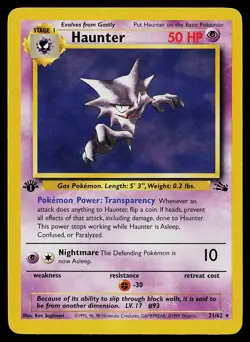 Pokemon Card Haunter 21/62 Fossil 1st Edition - Image 1