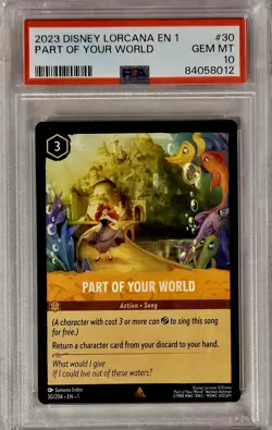 2023 Part of Your World Non Foil Ariel Mermaid Disney Lorcana TFC 30 Rare PSA 10 - Image 1