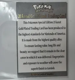 1999 Pokemon Charizard Nintendo 23K Gold Plated Card #06 COA ONLY/NO CARD - Image 3