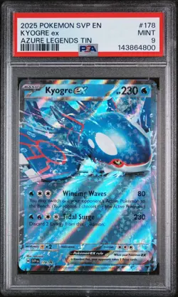 2025 POKEMON AZURE LEGENDS TIN PROMO SVP #178 KYOGRE EX Graded 9 - Image 1
