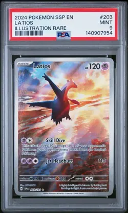 POKEMON 2024 SURGING SPARKS LATIOS ILLUSTRATION RARE 203 PSA 9 - Image 1