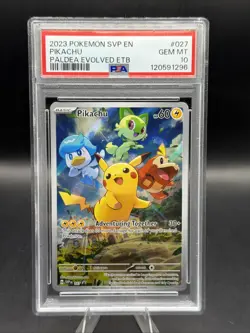 2023 POKEMON SVP EN-SV BLACK STAR PROMO 027 PIKACHU PALDEA EVOLVED ETB PSA 10 - Image 1