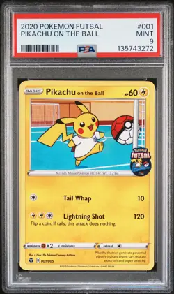 2020 POKEMON FUTSAL #001 PIKACHU ON THE BALL PSA 9 - Image 1