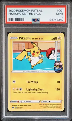 2020 POKEMON FUTSAL #001 PIKACHU ON THE BALL PSA 9 - Image 1