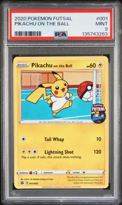 2020 POKEMON FUTSAL #001 PIKACHU ON THE BALL PSA 9 - Image 1