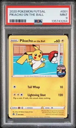 2020 POKEMON FUTSAL #001 PIKACHU ON THE BALL PSA 9 - Image 1