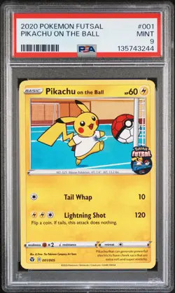 2020 POKEMON FUTSAL #001 PIKACHU ON THE BALL PSA 9 - Image 1