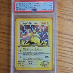 Pokemon TCG Lt. Surge's Electabuzz Holo Rare Gym Heroes 1st Ed 6/132 PSA 7 - Image 1