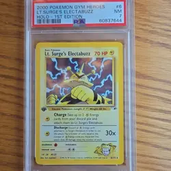 Pokemon TCG Lt. Surge's Electabuzz Holo Rare Gym Heroes 1st Ed 6/132 PSA 7 - Image 2