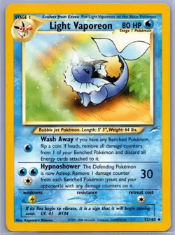 Light Vaporeon Uncommon Neo Destiny 052/105 MP - Pokemon TCG - Image 1