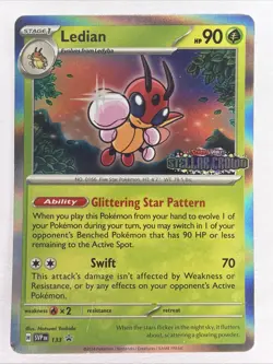 Ledian SVP133 Prerelease Black Star Promo Holo Stellar Crown Pokemon Card MP dmg - Image 1