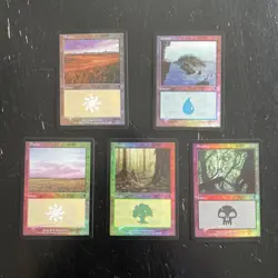 MTG Lot of 5 foil lands from Odyssey - 2 plains + 1 each island, swamp, forest - Image 2