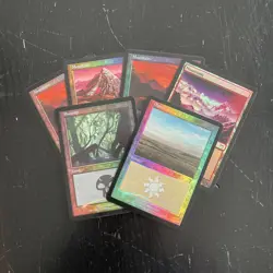 Lot of 6 old foil lands from 7th edition, Invasion, Odyssey, etc - Image 1
